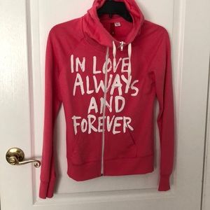 H&M pink terry full zip hoodie size 4